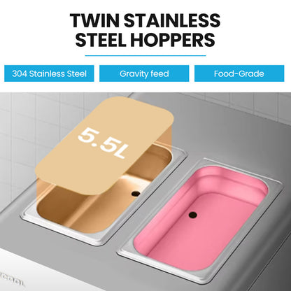 Benchtop Soft Serve & Frozen Yoghurt Machine, 3 Flavours, Twin 5.5L Hoppers