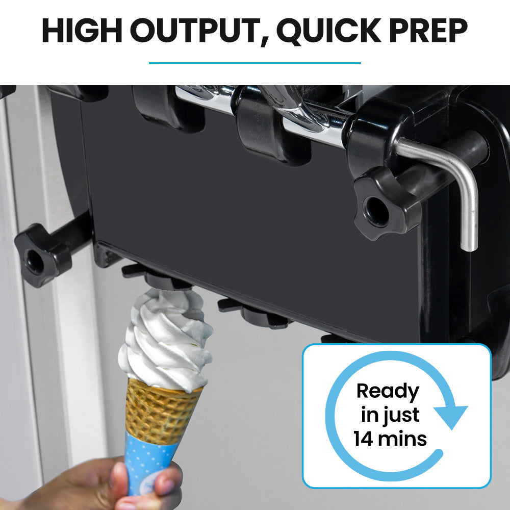 Benchtop Soft Serve & Frozen Yoghurt Machine, 3 Flavours, Twin 5.5L Hoppers
