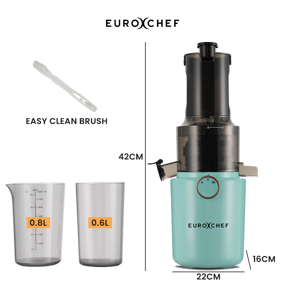 Cold Press Slow Juicer with 0.82m Chute, 200W Motor, Seafoam Green