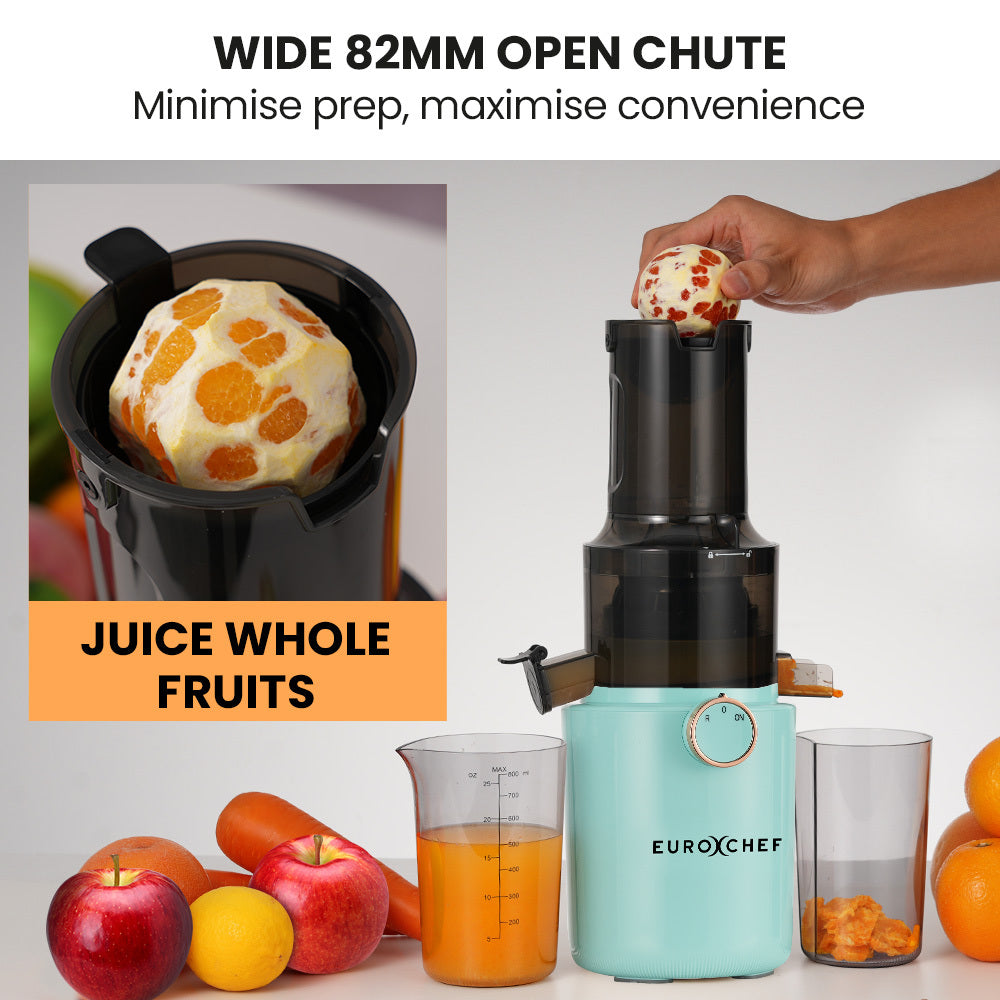 Cold Press Slow Juicer with 0.82m Chute, 200W Motor, Seafoam Green