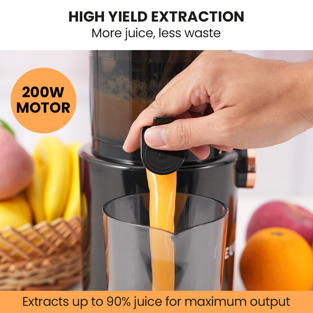 Cold Press Juicer, 0.082m Chute, 200W, Anti-Clog, Quiet Operation, Easy Clean