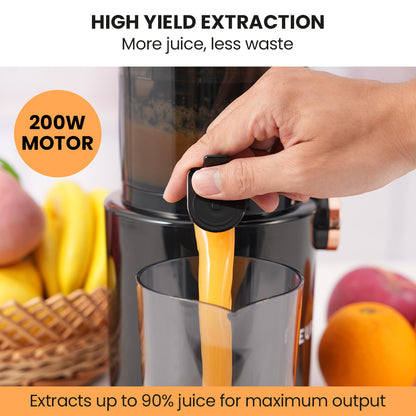 Cold Press Juicer, 0.082m Chute, 200W, Anti-Clog, Quiet Operation, Easy Clean