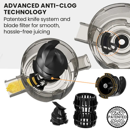 Cold Press Juicer, 0.082m Chute, 200W, Anti-Clog, Quiet Operation, Easy Clean