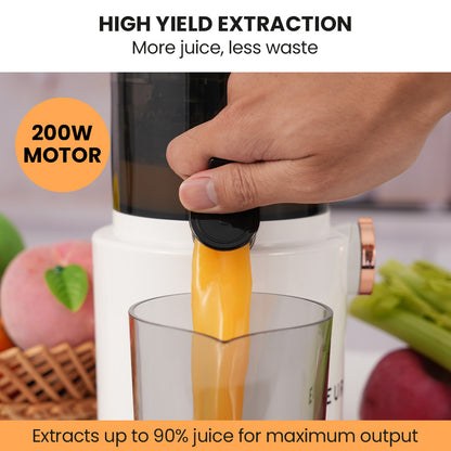 Cold Press Juicer with 0.08m Chute, 200W Motor, Anti-Clog, Quiet Operation