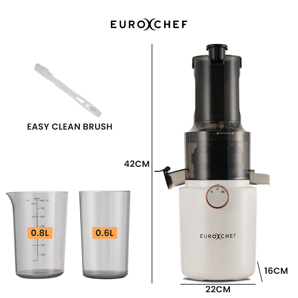 Cold Press Juicer with 0.08m Chute, 200W Motor, Anti-Clog, Quiet Operation