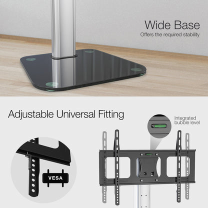 Universal TV Stand Mount, Adjustable for 0.8-1.8m Screens, Holds Up to 68kg