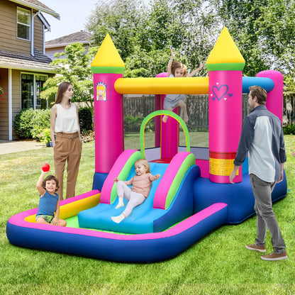 4-in-1 Inflatable Bounce House with Slide and Jumping Area (without Blower)