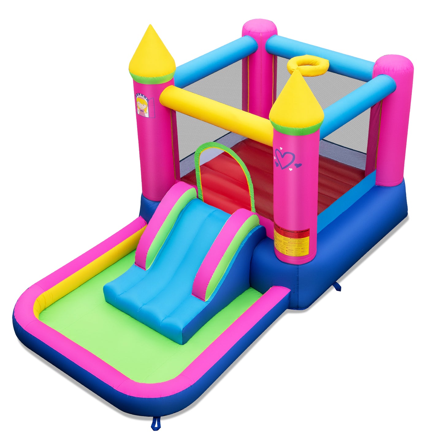 4-in-1 Inflatable Bounce House with Slide and Jumping Area (without Blower)