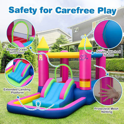 4-in-1 Inflatable Bounce House with Slide and Jumping Area (without Blower)