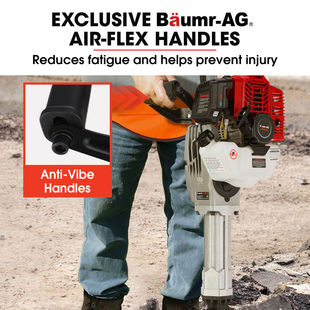 52cc 2-Stroke Petrol Jackhammer with 30mm SDS, 16kg, 55J Impact Energy