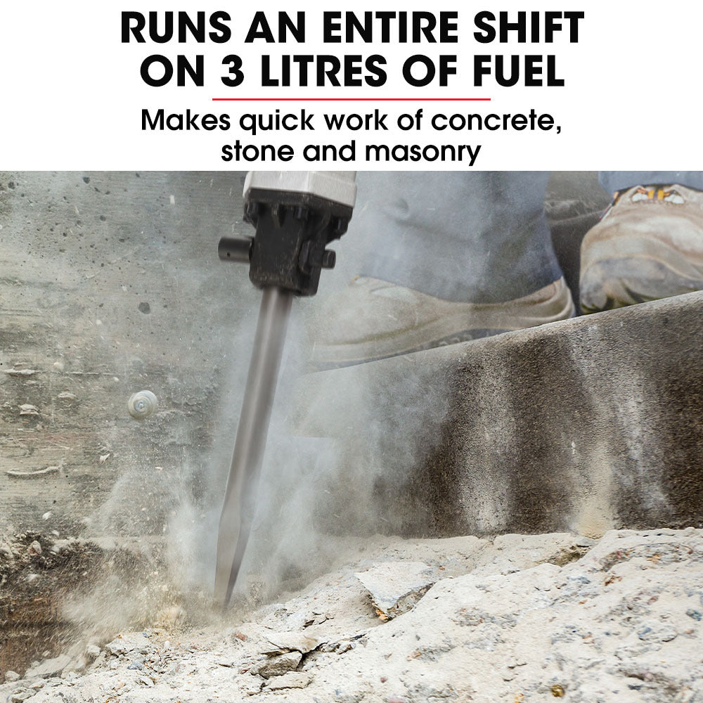 52cc 2-Stroke Petrol Jackhammer with 30mm SDS, 16kg, 55J Impact Energy