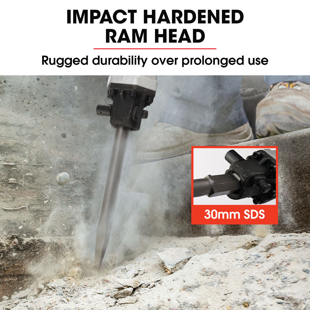 4-Stroke Petrol Jackhammer with 2 Chisels and Carry Bag, 40cc Engine, 65J Impact