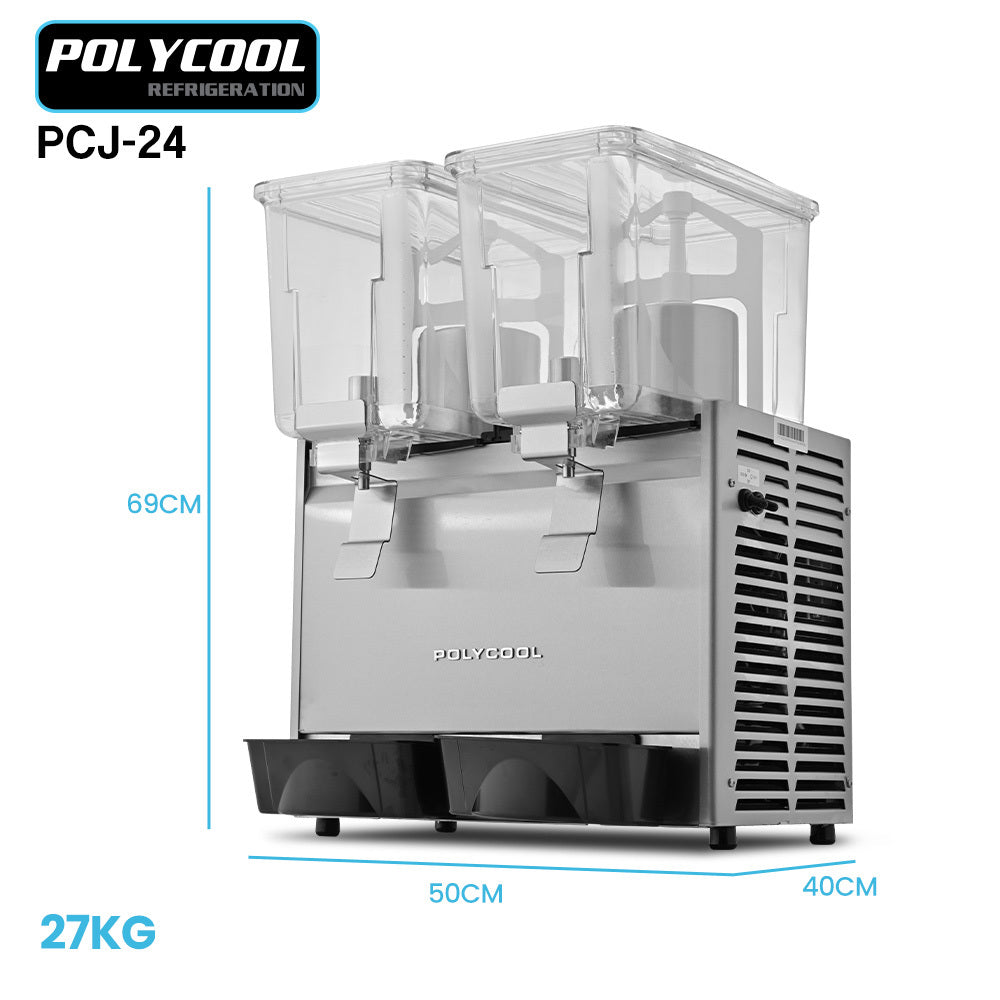 24L Dual Tank Juice Dispenser with Donper Compressor for Cafes & Restaurants