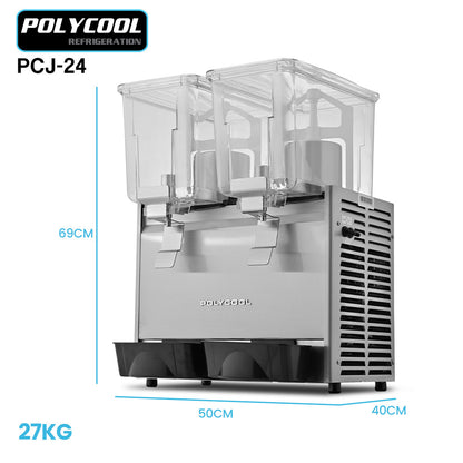 24L Dual Tank Juice Dispenser with Donper Compressor for Cafes & Restaurants