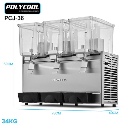 36L Triple Tank Juice Dispenser with Donper Compressor for Restaurants/Cafes