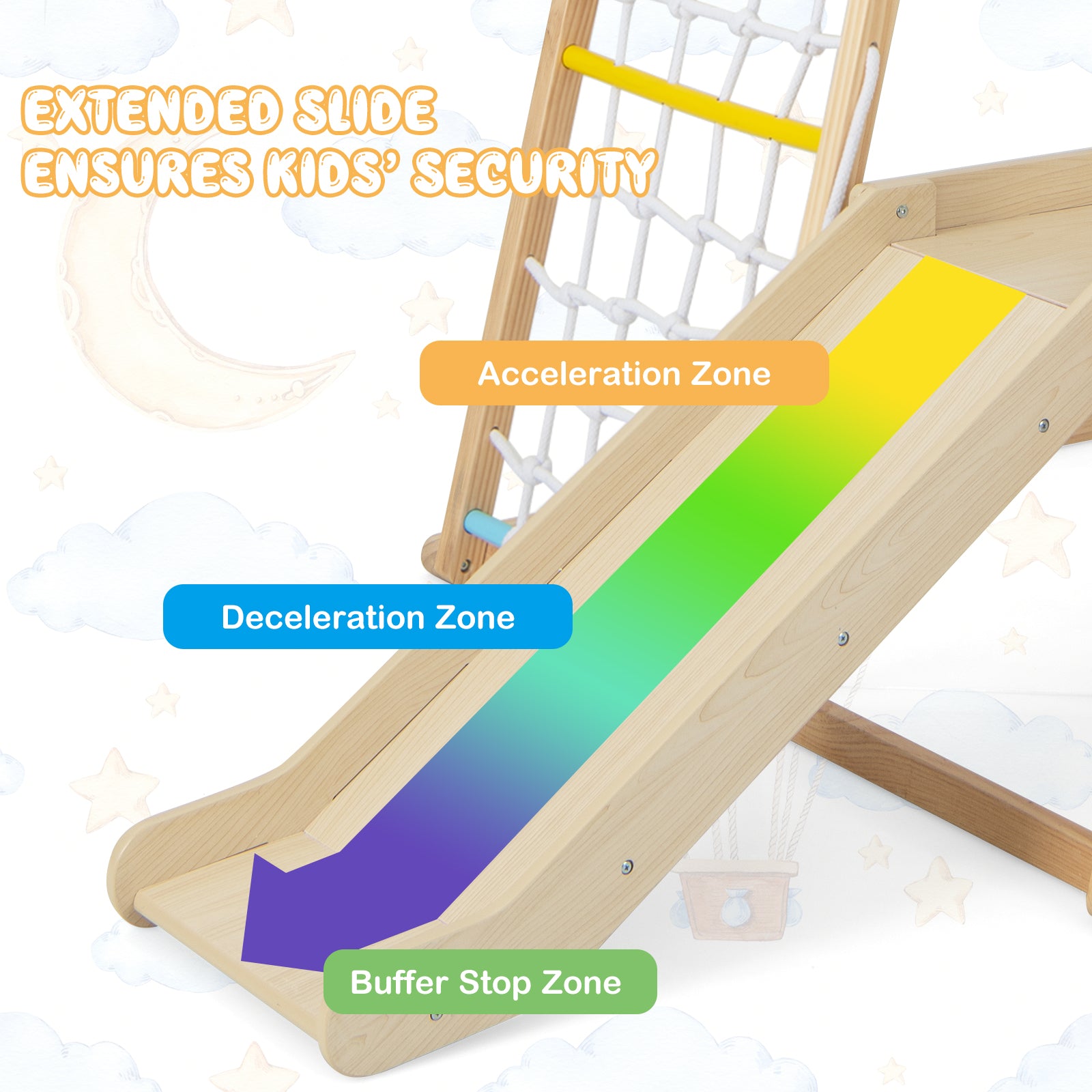 Large Size Climbing Toy Climber Playset with Metal Anchors-Colourful