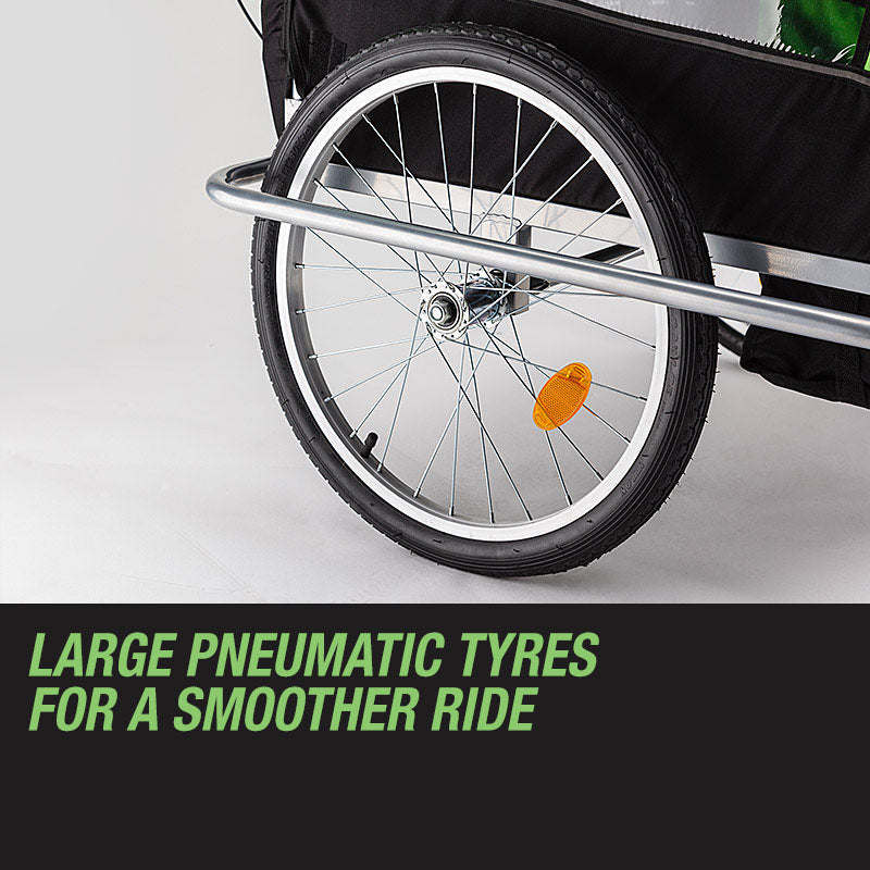 Convertible Bike Trailer & Jogger with Canopy and Storage, Green, 1-2 Kids