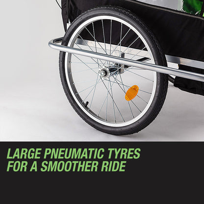 Convertible Bike Trailer & Jogger with Canopy and Storage, Green, 1-2 Kids