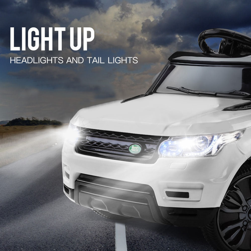 12V White Electric Ride-On Car for Kids with Remote Control & MP3 Input