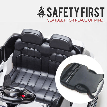 12V White Electric Ride-On Car for Kids with Remote Control & MP3 Input