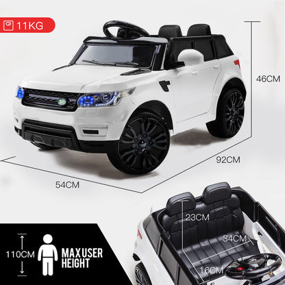 12V White Electric Ride-On Car for Kids with Remote Control & MP3 Input