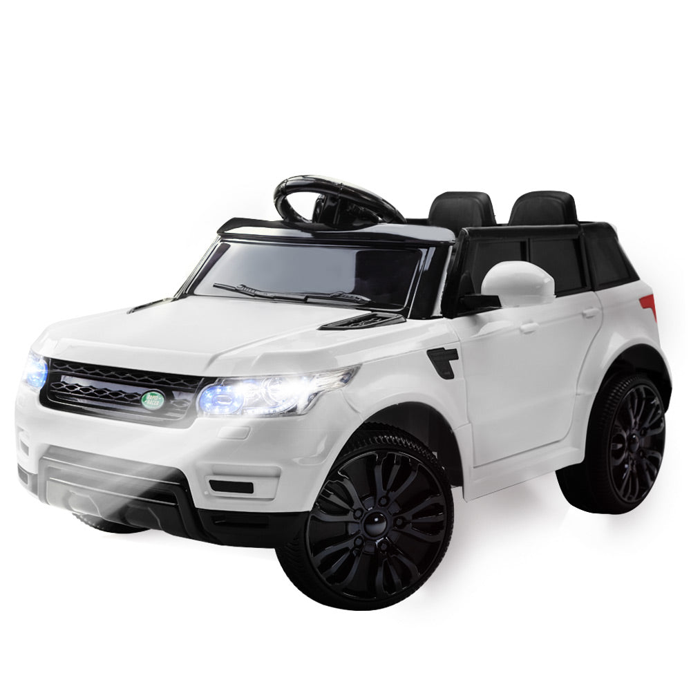12V White Electric Ride-On Car for Kids with Remote Control & MP3 Input