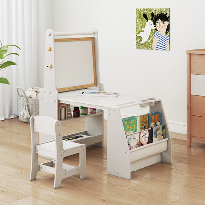 Kids Art Table and Chair Set with Easel and Chair-Grey