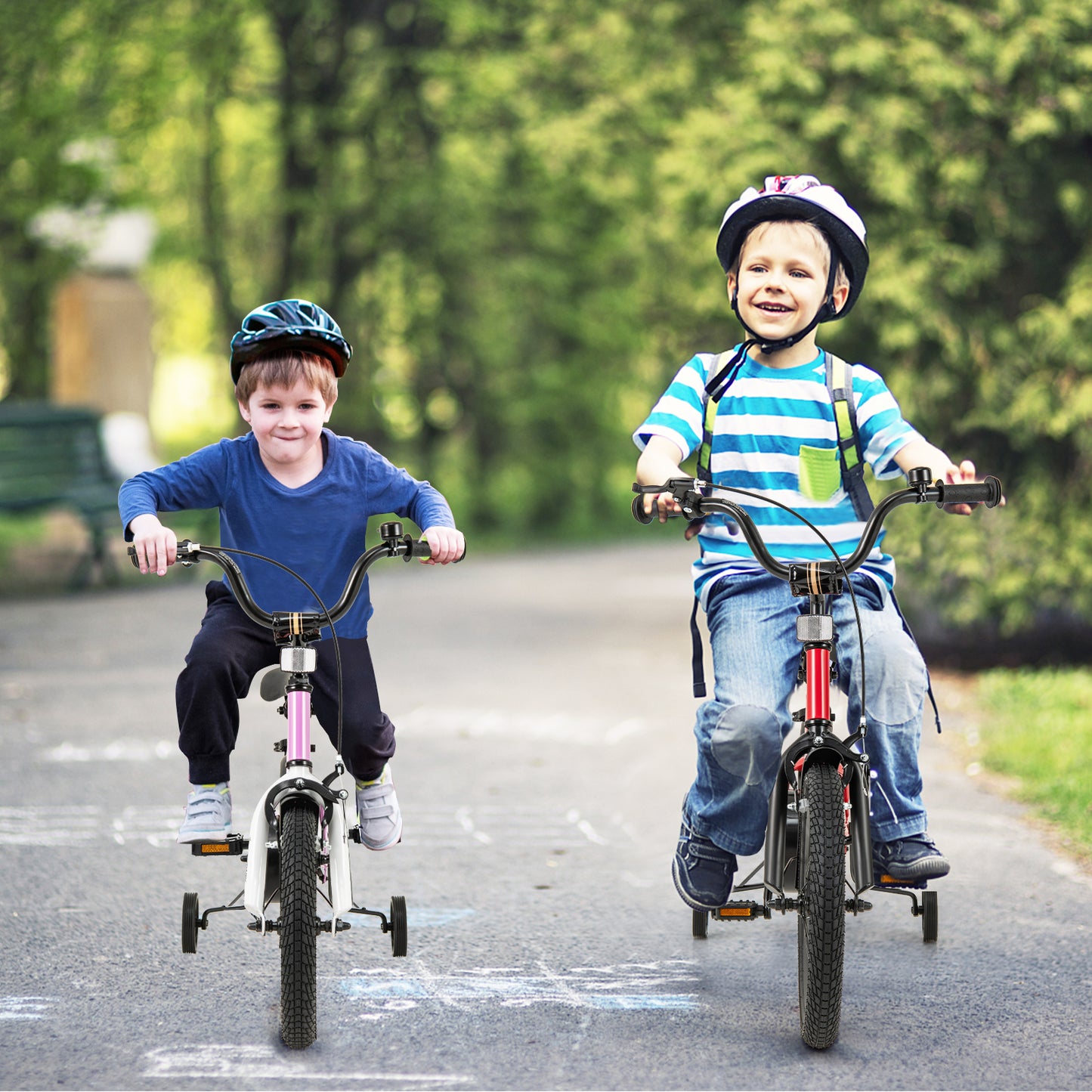 14 Inch Kids Bike Adjustable with Removable Training Wheels for Aged 3-5-Purple