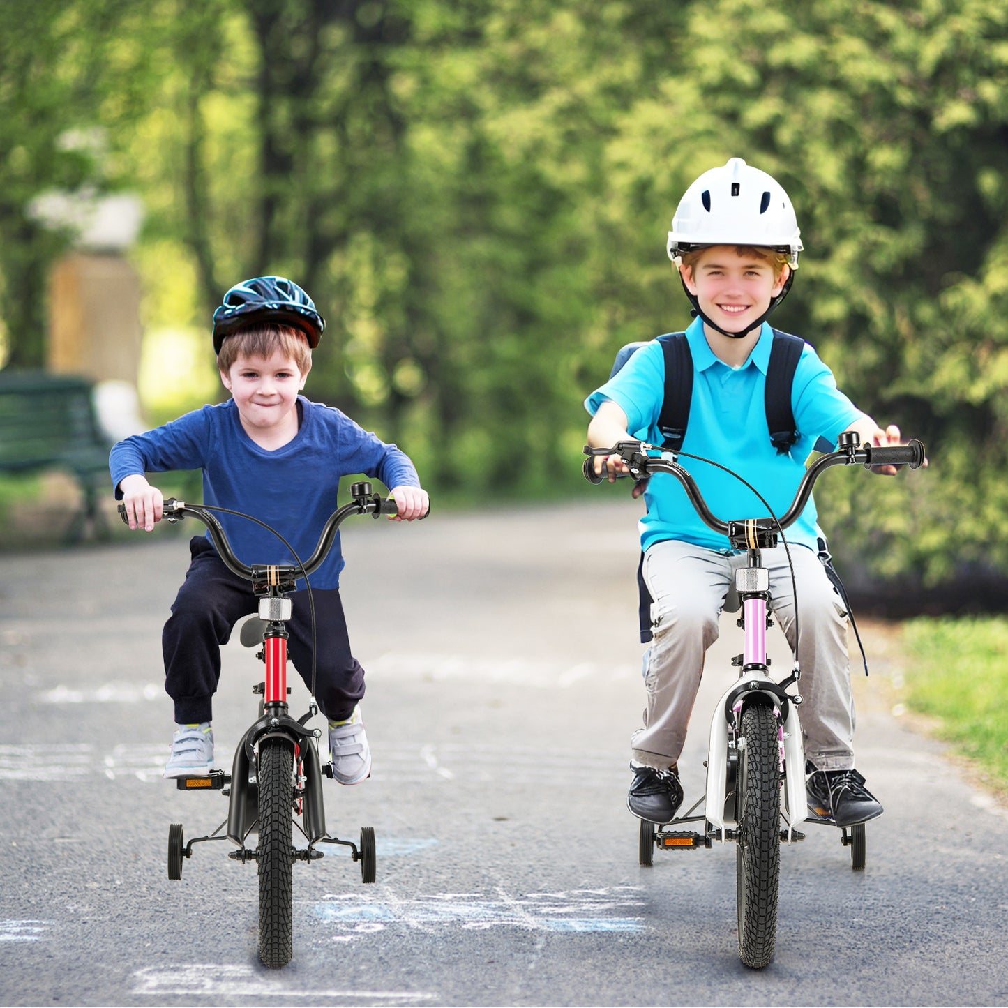 16 Inch Kids Bike Adjustable with Removable Training Wheels for Aged 4-7-Purple