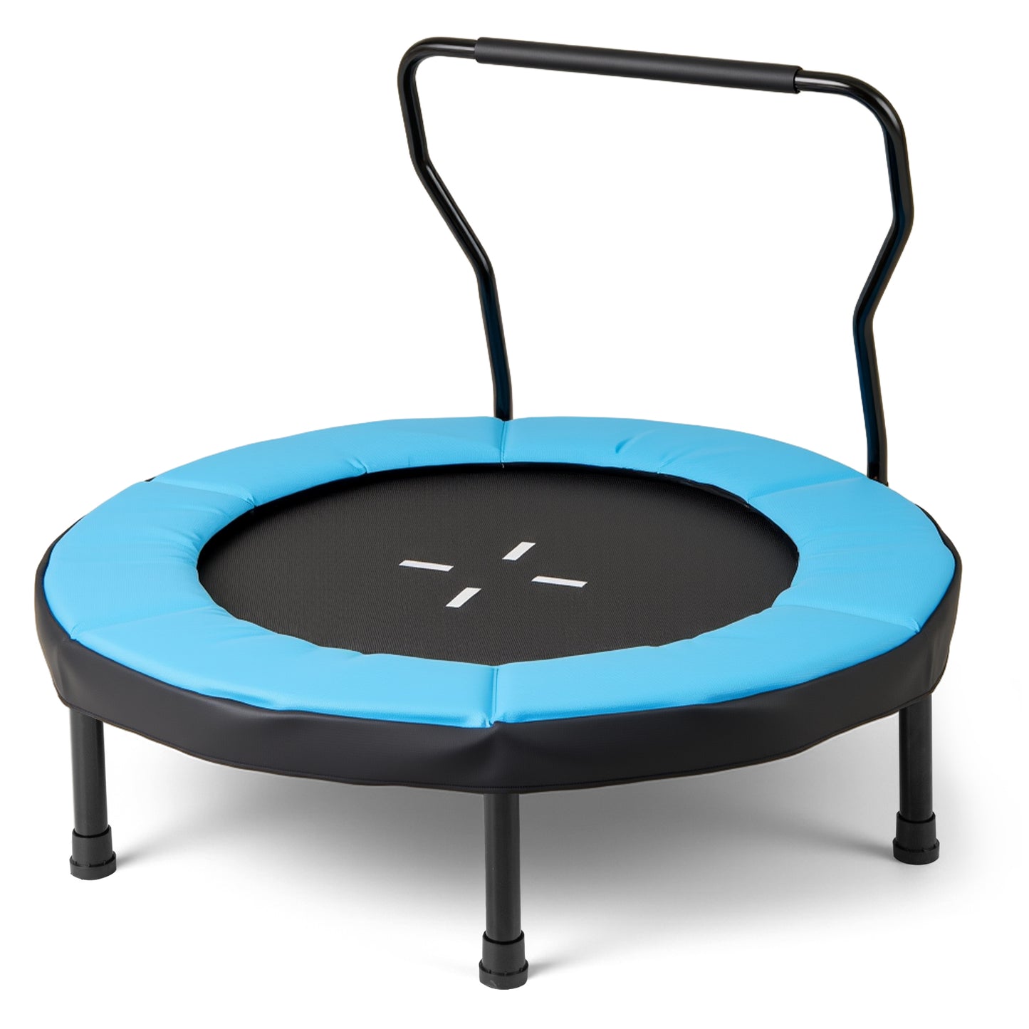 Kids Fitness Trampoline with Foam Handlebar and Safety Pad for 3-6 Years Old Toddlers-Blue