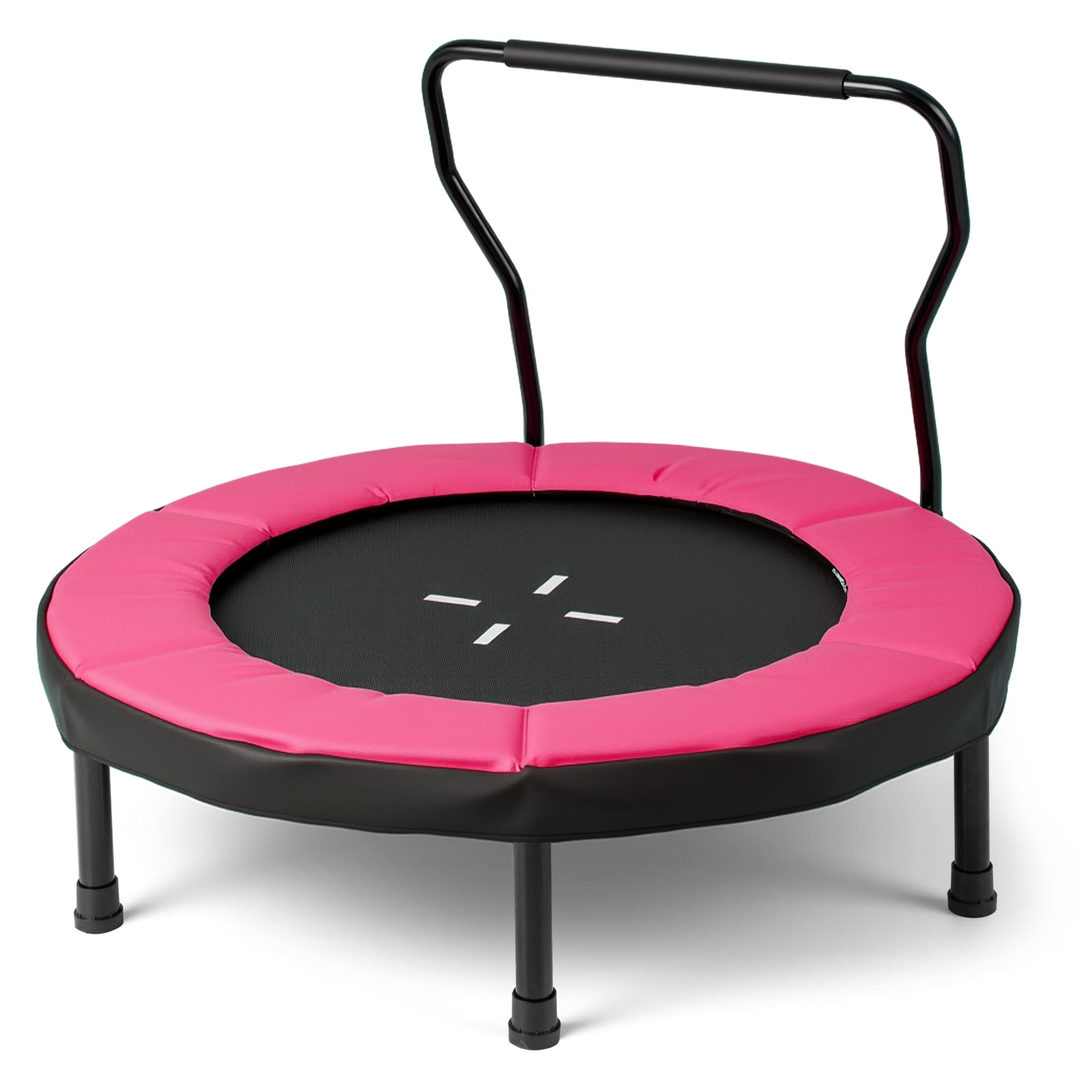 Kids Fitness Trampoline with Foam Handlebar and Safety Pad for 3-6 Years Old Toddlers-Pink