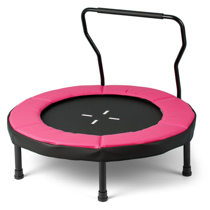 Kids Fitness Trampoline with Foam Handlebar and Safety Pad for 3-6 Years Old Toddlers-Pink