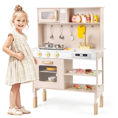 Kids Kitchen Playset Pretend Play Kitchen with Stoves with Sound-Yellow
