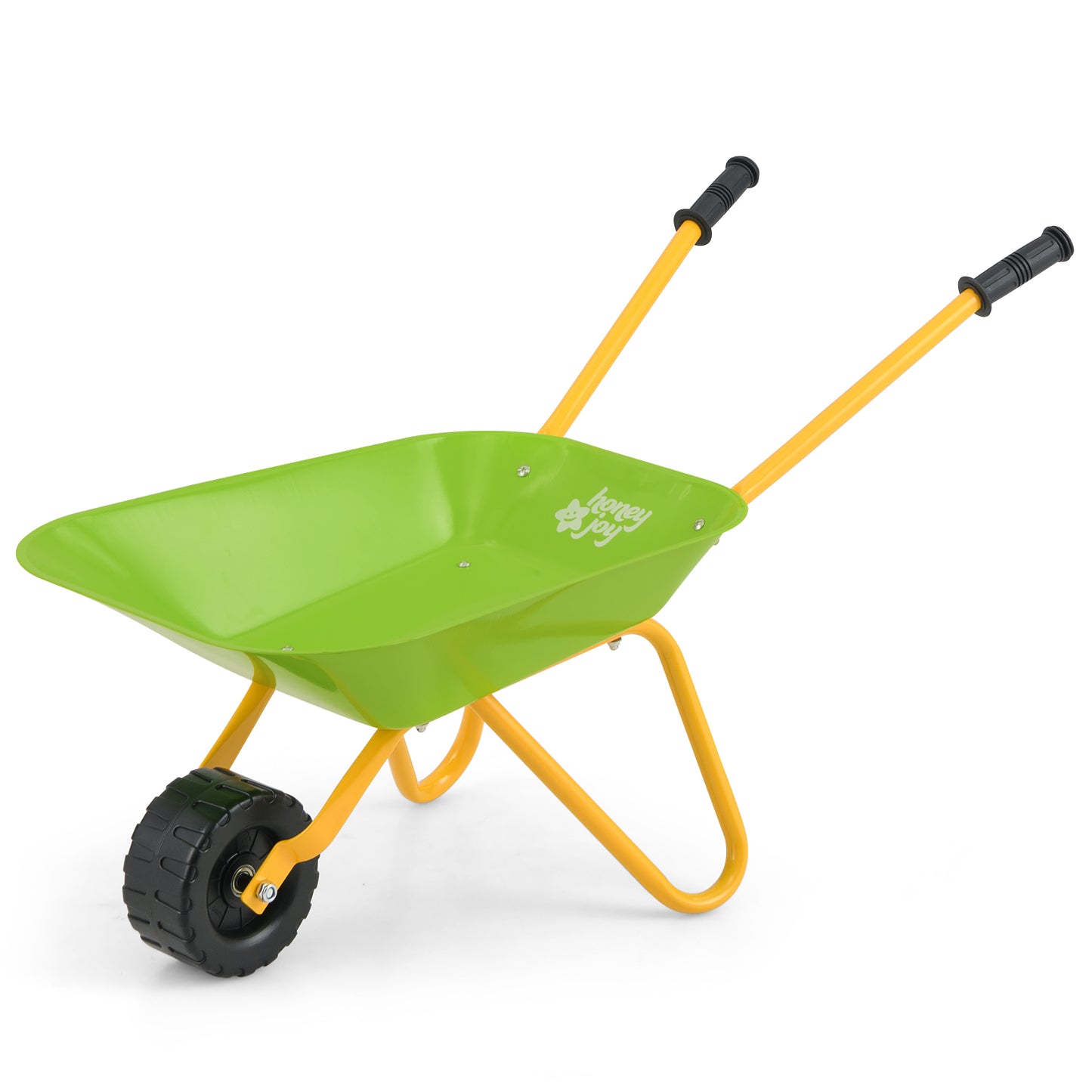 Kids Metal Wheelbarrow with Non-Slip Handle for Toddlers-Light Green