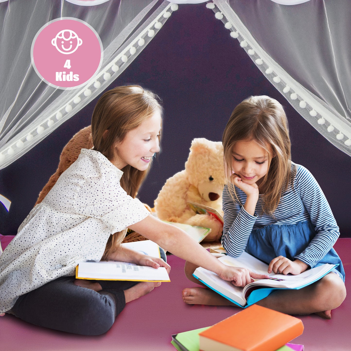 Kids Playhouse Tent with Washable Mat for Boys &amp; Girls-Pink