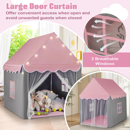 Kids Playhouse Tent with Washable Mat for Boys &amp; Girls-Pink