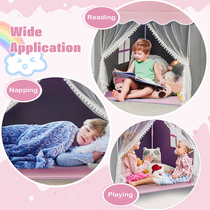 Kids Playhouse Tent with Washable Mat for Boys &amp; Girls-Pink