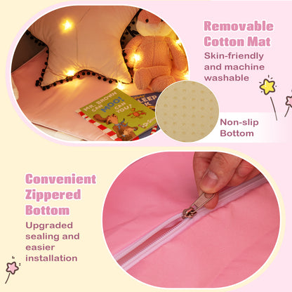 Kids Playhouse Tent with Washable Mat for Boys &amp; Girls-Pink