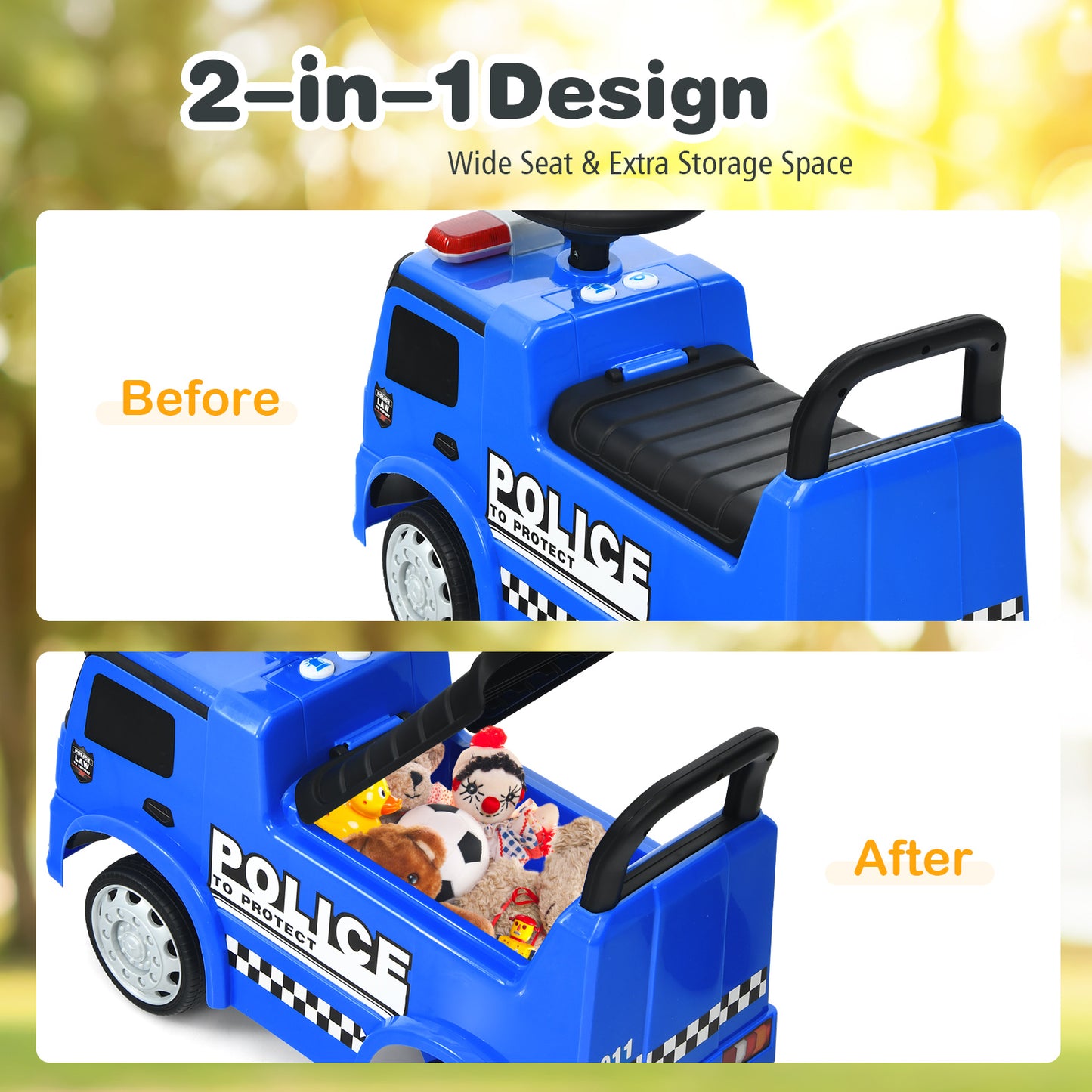 Kids Ride on Police Car Licensed Mercedes Benz Toddler Push Car-Blue