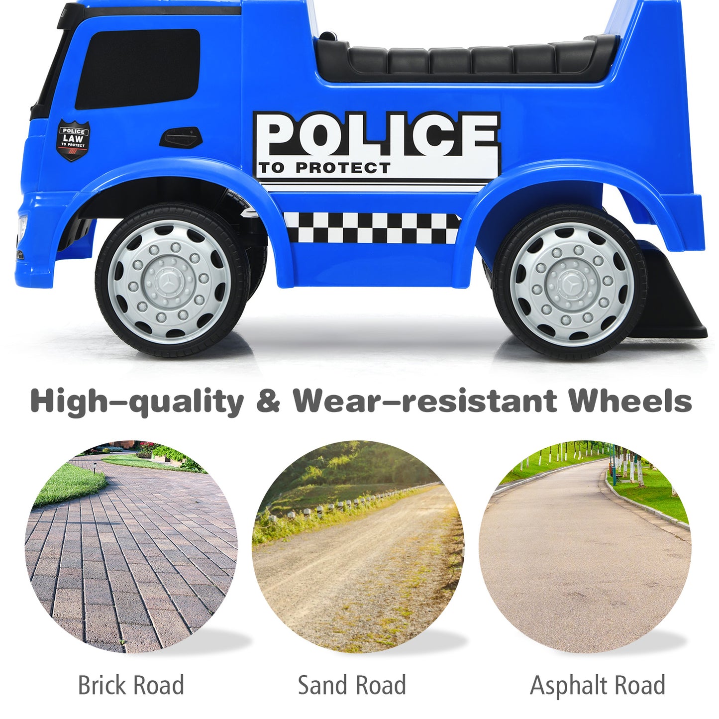 Kids Ride on Police Car Licensed Mercedes Benz Toddler Push Car-Blue