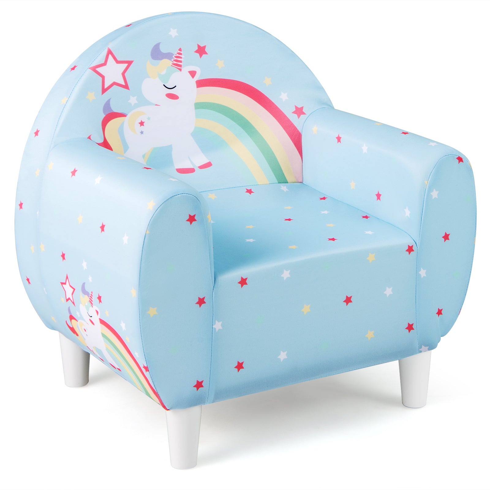 Kids Sofa Toddler Upholstered Armchair with Spandex Fabric-Blue