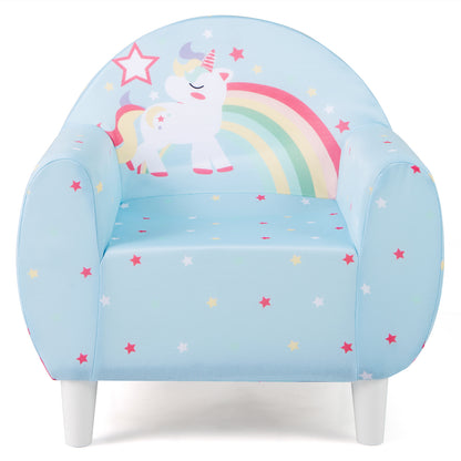 Kids Sofa Toddler Upholstered Armchair with Spandex Fabric-Blue