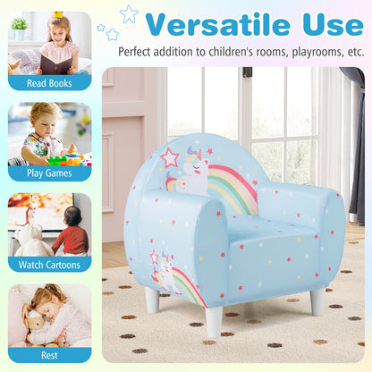 Kids Sofa Toddler Upholstered Armchair with Spandex Fabric-Blue