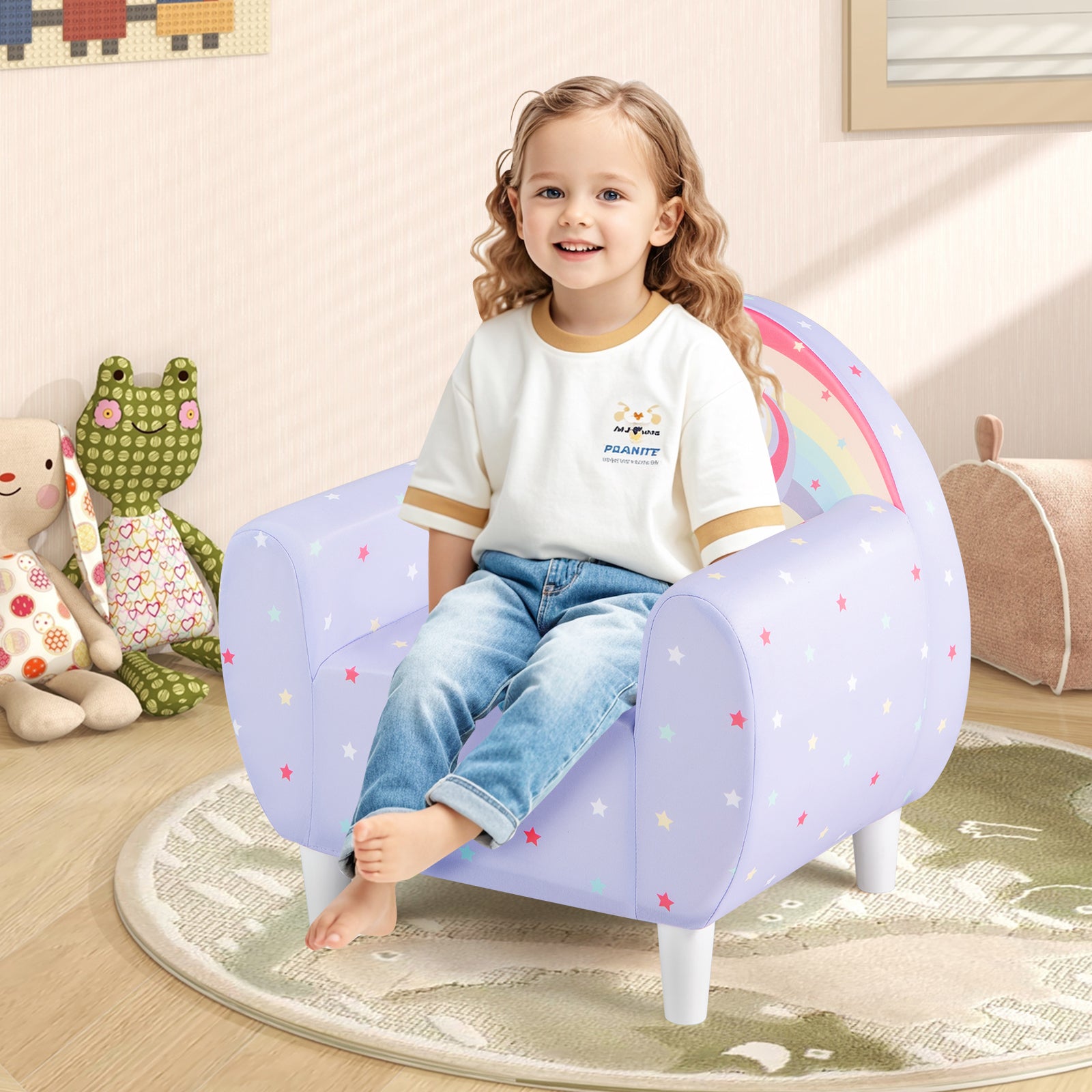 Kids Sofa Toddler Upholstered Armchair with Spandex Fabric-Purple