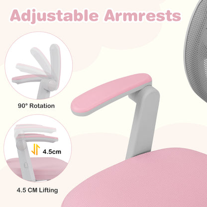 Kids Study Chair with Adjustable Height for Boys Girls Age 3-10-Pink