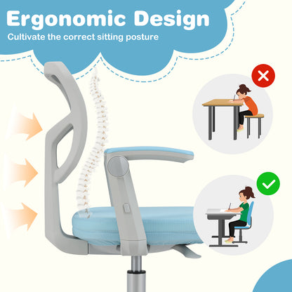 Kids Study Chair with Adjustable Height for Boys Girls Age 3-10-Blue