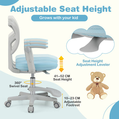 Kids Study Chair with Adjustable Height for Boys Girls Age 3-10-Blue