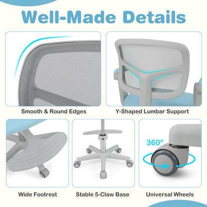 Kids Study Chair with Adjustable Height for Boys Girls Age 3-10-Blue