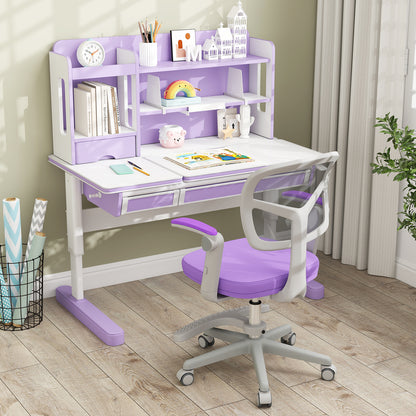 Kids Study Chair with Adjustable Height for Boys Girls Age 3-10-Purple