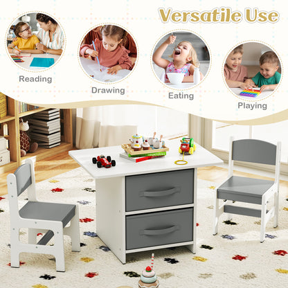 Kids Table and Chair Set Toddler Wooden Activity Table and 2 Chairs Set